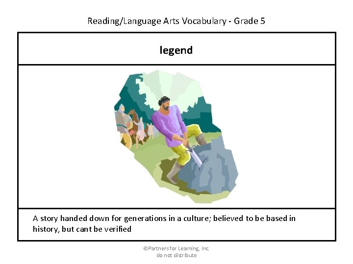 Reading/Language Arts Vocabulary - Grade 5 legend A story handed down for generations in