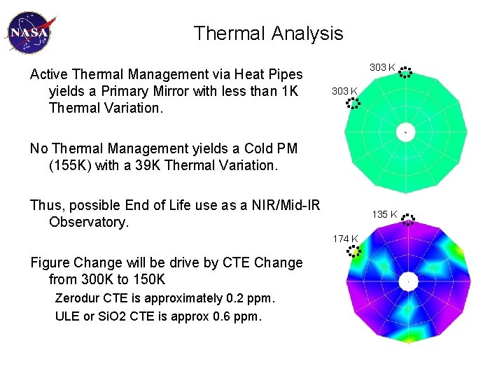 Thermal Analysis Active Thermal Management via Heat Pipes yields a Primary Mirror with less