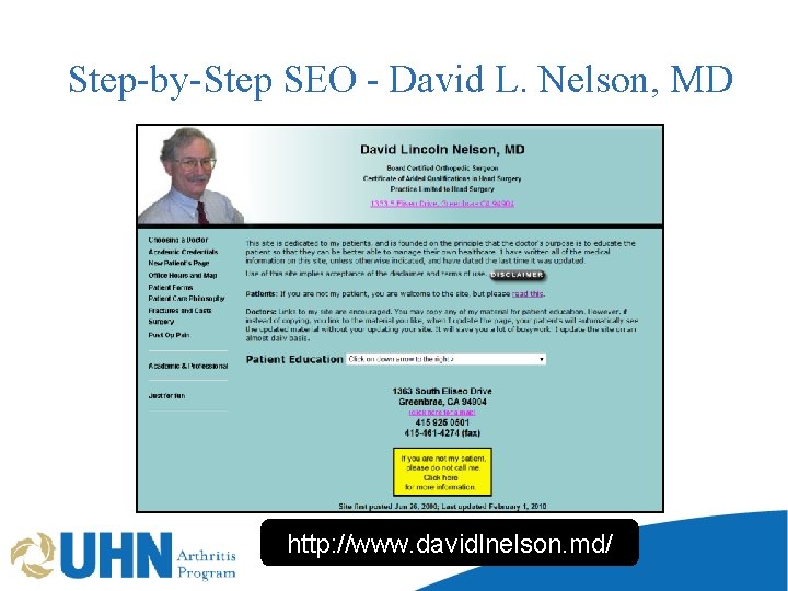 Step-by-Step SEO - David L. Nelson, MD http: //www. davidlnelson. md/ 