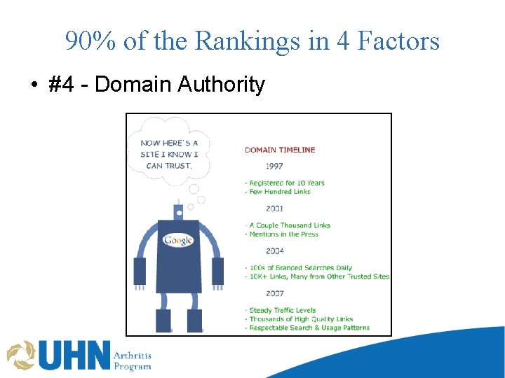 90% of the Rankings in 4 Factors • #4 - Domain Authority 