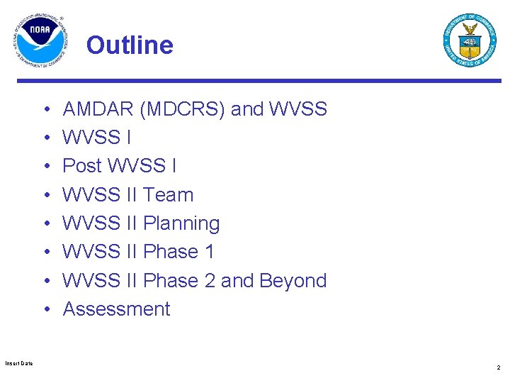 Outline • • Insert Date AMDAR (MDCRS) and WVSS I Post WVSS II Team