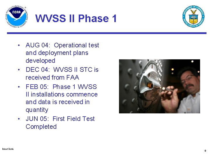 WVSS II Phase 1 • AUG 04: Operational test and deployment plans developed •