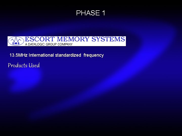 PHASE 1 13. 5 MHz International standardized frequency Products Used 