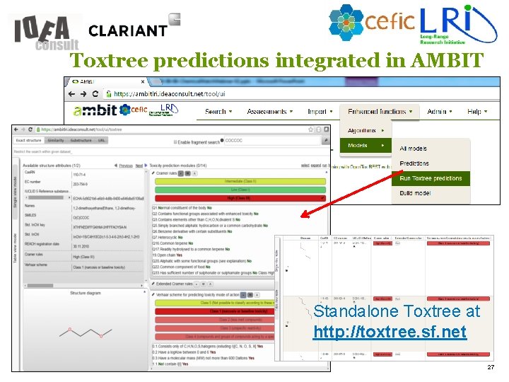 Toxtree predictions integrated in AMBIT Standalone Toxtree at http: //toxtree. sf. net 27 