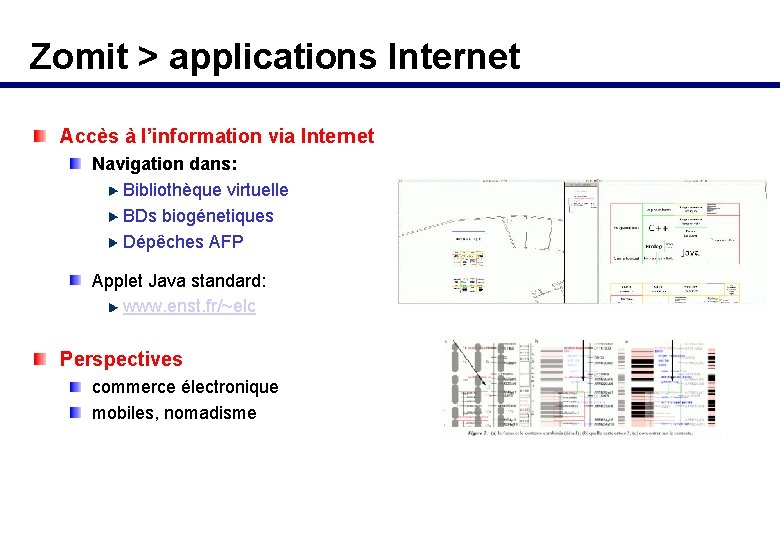 Zomit > applications Internet Accès à l’information via Internet Navigation dans: Bibliothèque virtuelle BDs