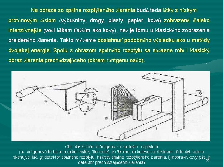 Na obraze zo spätne rozptýleného žiarenia budú teda látky s nízkym protónovým číslom (výbušniny,