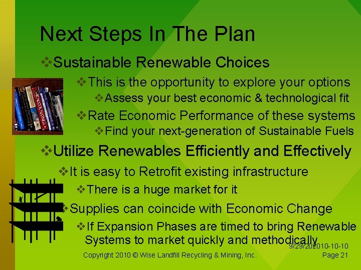 Next Steps In The Plan Sustainable Renewable Choices This is the opportunity to explore