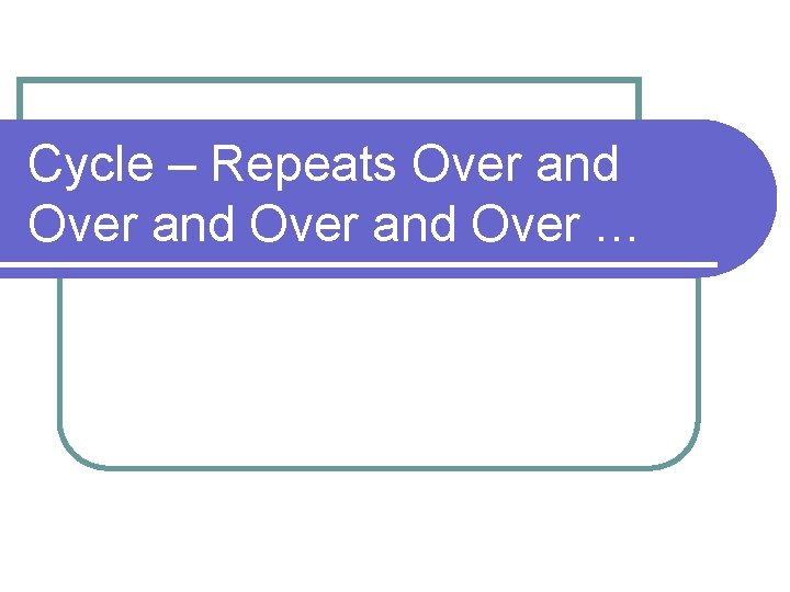 Cycle – Repeats Over and Over … 