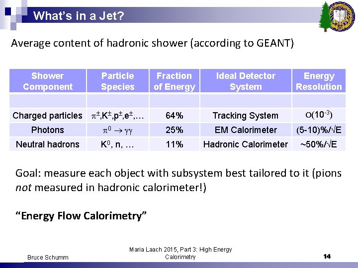 What’s in a Jet? Average content of hadronic shower (according to GEANT) Shower Component