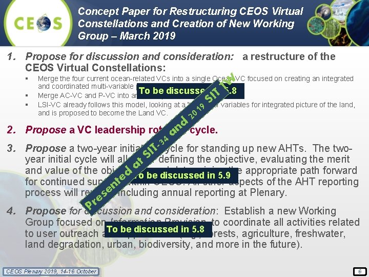 Concept Paper for Restructuring CEOS Virtual Constellations and Creation of New Working Group –