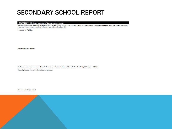 SECONDARY SCHOOL REPORT 