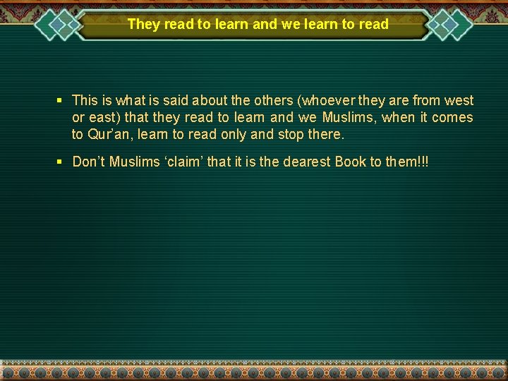 They read to learn and we learn to read § This is what is