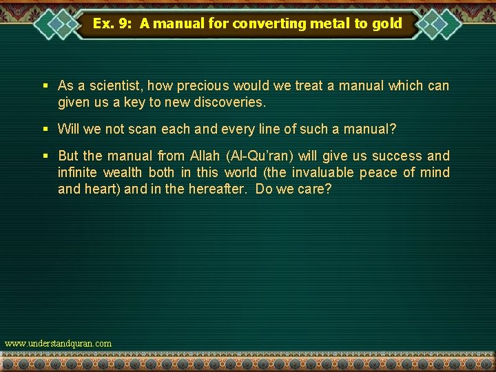 Ex. 9: A manual for converting metal to gold § As a scientist, how