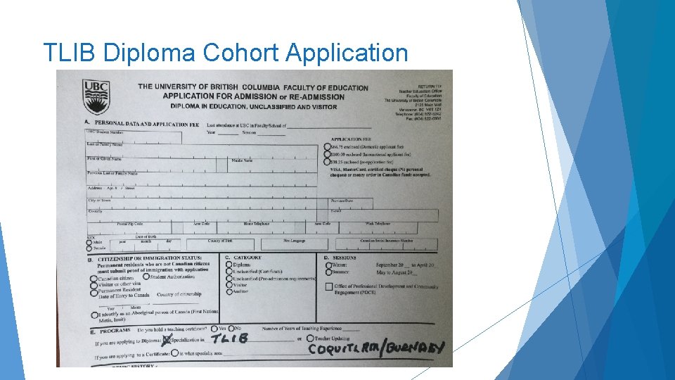 TLIB Diploma Cohort Application 