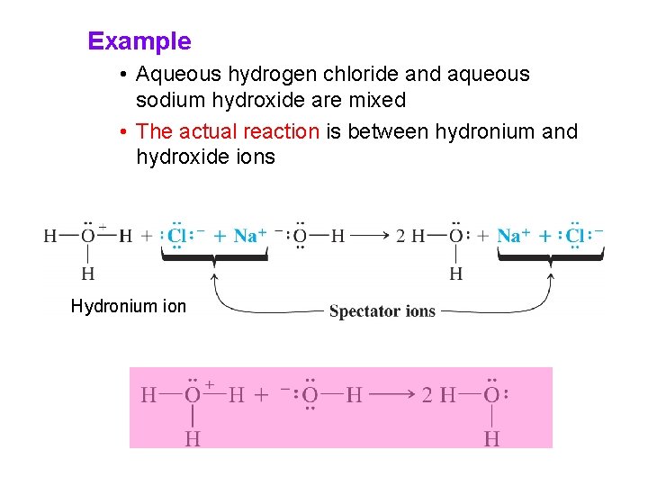 Example • Aqueous hydrogen chloride and aqueous sodium hydroxide are mixed • The actual