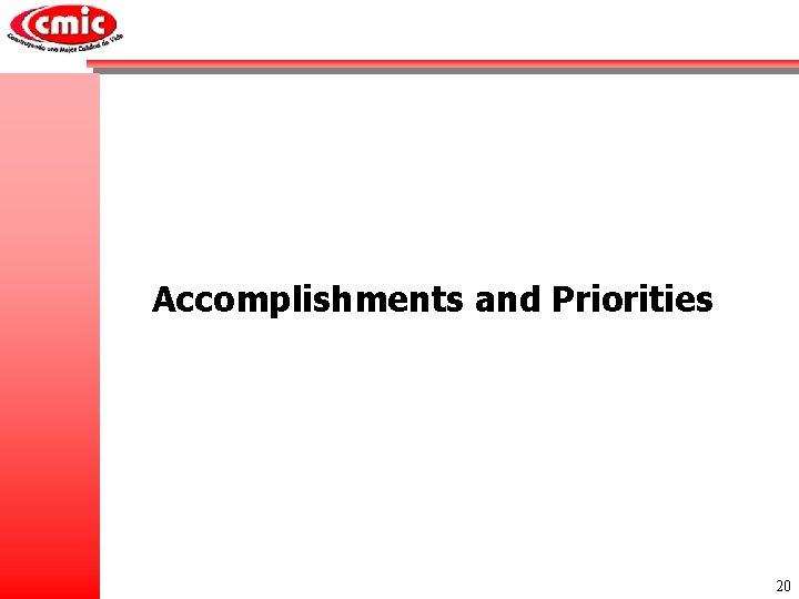 Accomplishments and Priorities 20 