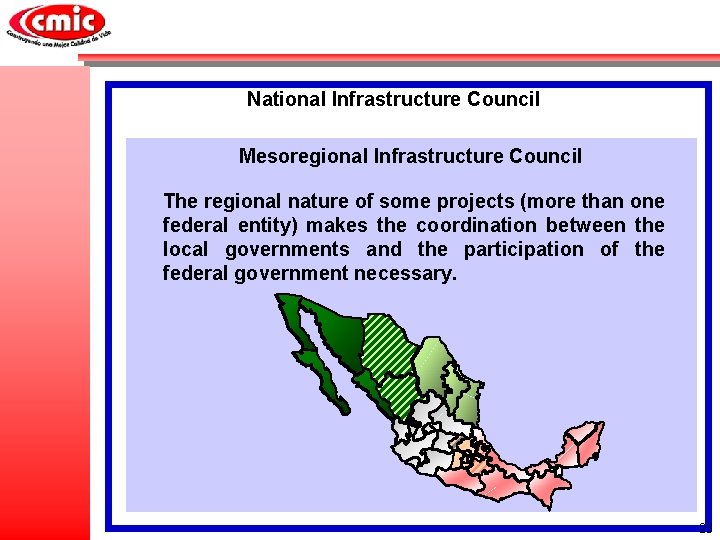 National Infrastructure Council Mesoregional Infrastructure Council The regional nature of some projects (more than