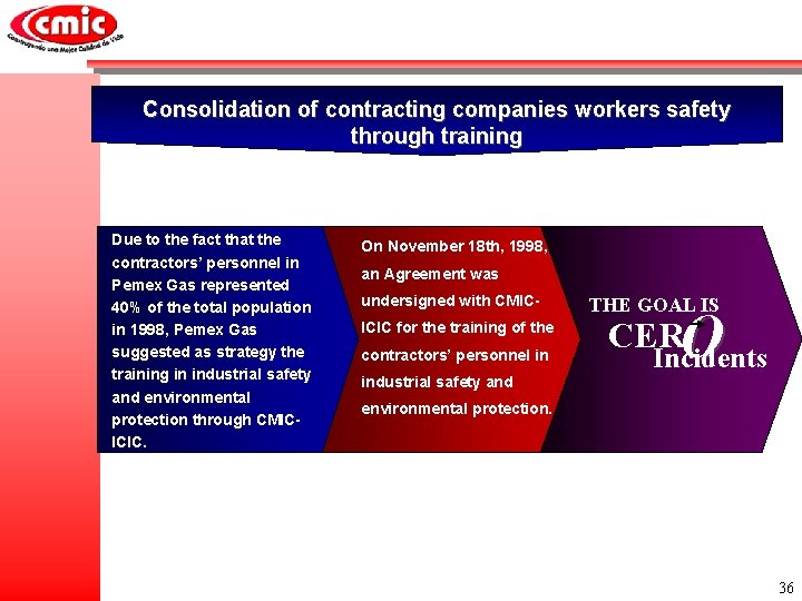 Consolidation of contracting companies workers safety through training Due to the fact that the