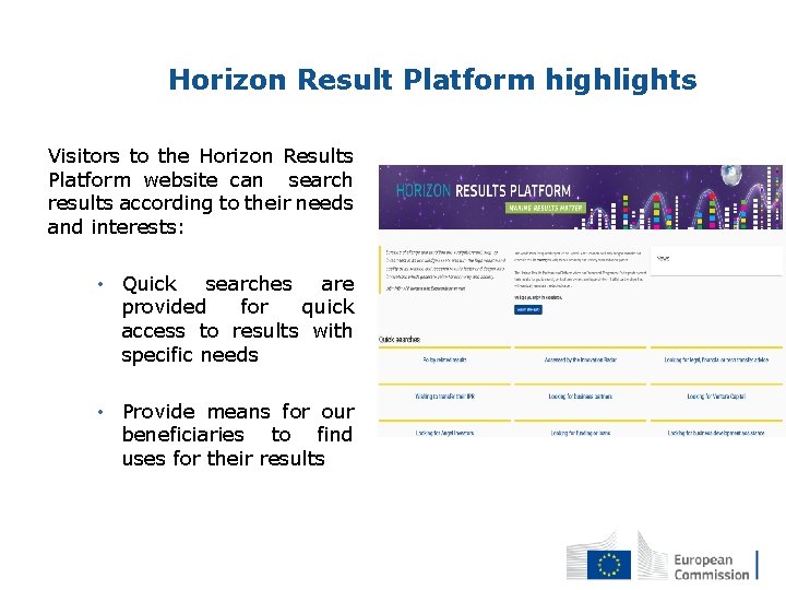 Horizon Result Platform highlights Visitors to the Horizon Results Platform website can search results