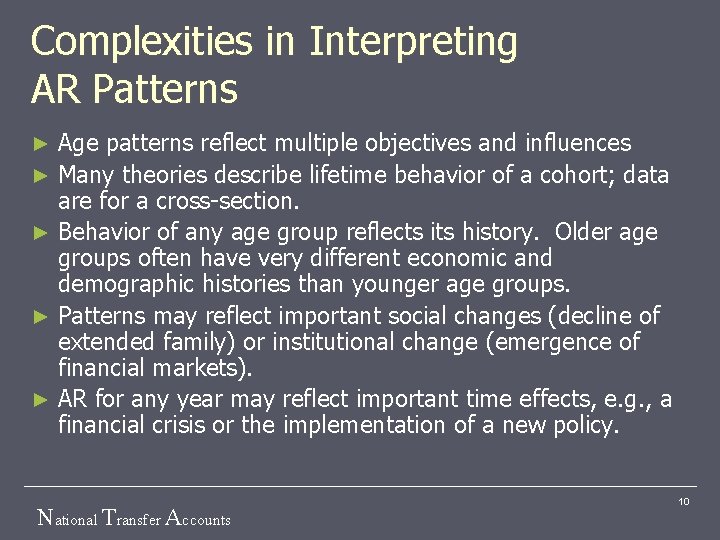 Complexities in Interpreting AR Patterns Age patterns reflect multiple objectives and influences ► Many