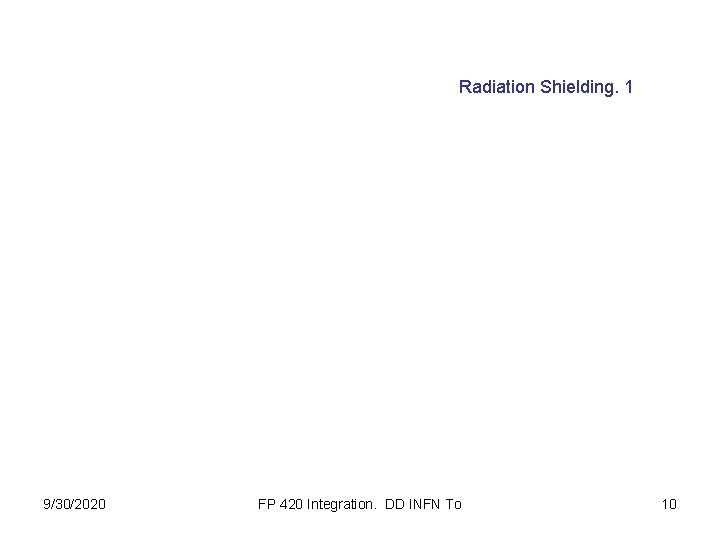 Radiation Shielding. 1 9/30/2020 FP 420 Integration. DD INFN To 10 