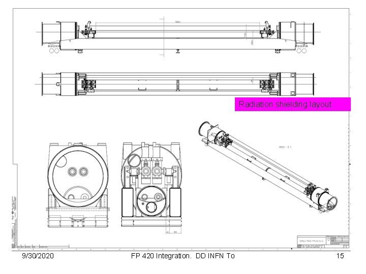 Radiation shielding layout 9/30/2020 FP 420 Integration. DD INFN To 15 