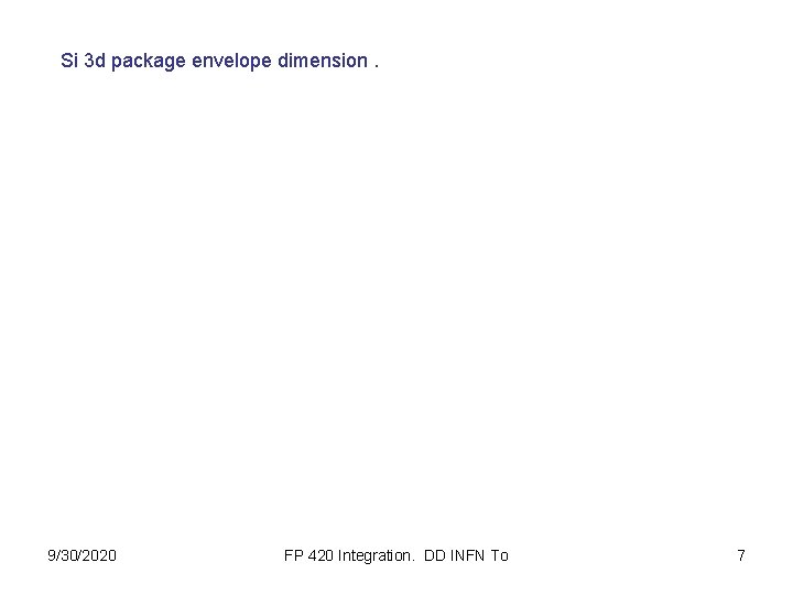 Si 3 d package envelope dimension. 9/30/2020 FP 420 Integration. DD INFN To 7