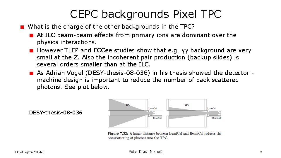 CEPC backgrounds Pixel TPC What is the charge of the other backgrounds in the