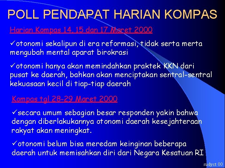 POLL PENDAPAT HARIAN KOMPAS Harian Kompas 14, 15 dan 17 Maret 2000 üotonomi sekalipun