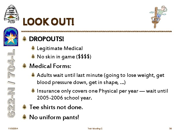 LOOK OUT! DROPOUTS! Legitimate Medical No skin in game ($$$$) Medical Forms: Adults wait