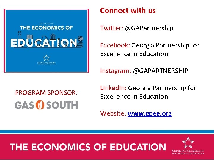 Connect with us Twitter: @GAPartnership Facebook: Georgia Partnership for Excellence in Education Instagram: @GAPARTNERSHIP
