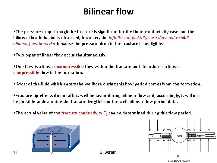 Bilinear flow • The pressure drop through the fracture is significant for the finite