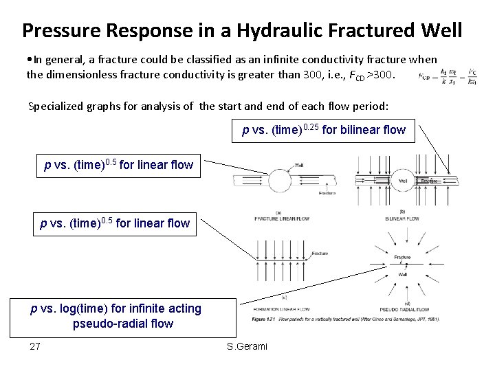 Pressure Response in a Hydraulic Fractured Well • In general, a fracture could be