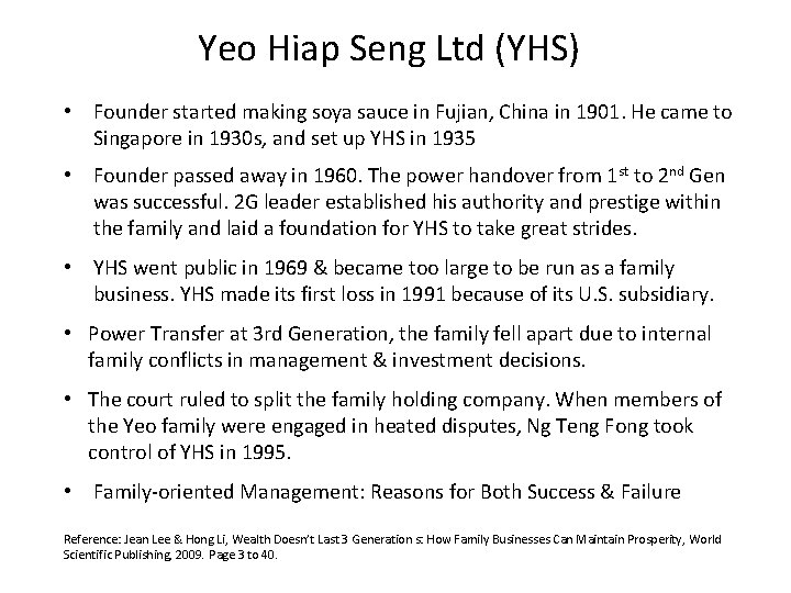Yeo Hiap Seng Ltd (YHS) • Founder started making soya sauce in Fujian, China