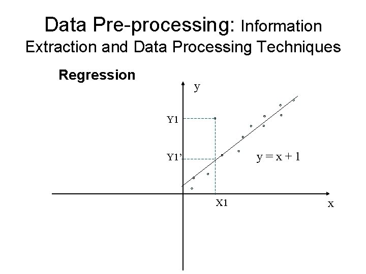 Data Pre-processing: Information Extraction and Data Processing Techniques Regression y Y 1 y=x+1 Y