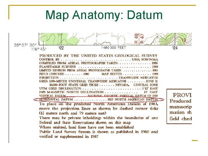 Map Anatomy: Datum Map with no grid labeled 