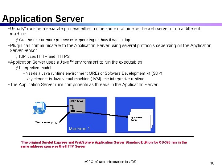 Application Server §Usually* runs as a separate process either on the same machine as