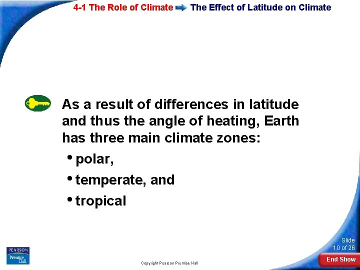 4 -1 The Role of Climate The Effect of Latitude on Climate As a