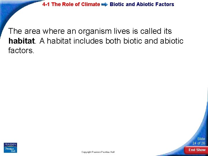 4 -1 The Role of Climate Biotic and Abiotic Factors The area where an