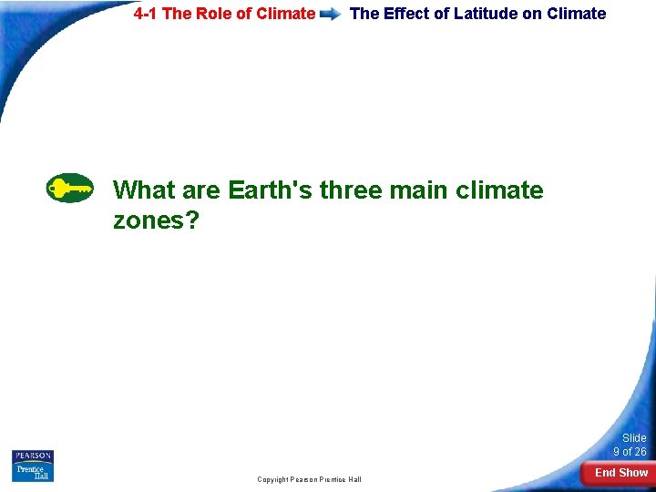 4 -1 The Role of Climate The Effect of Latitude on Climate What are