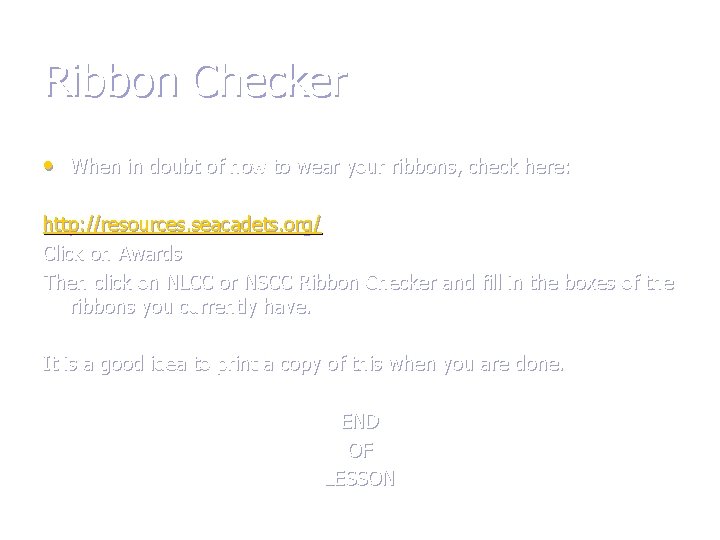 Ribbon Checker • When in doubt of how to wear your ribbons, check here: