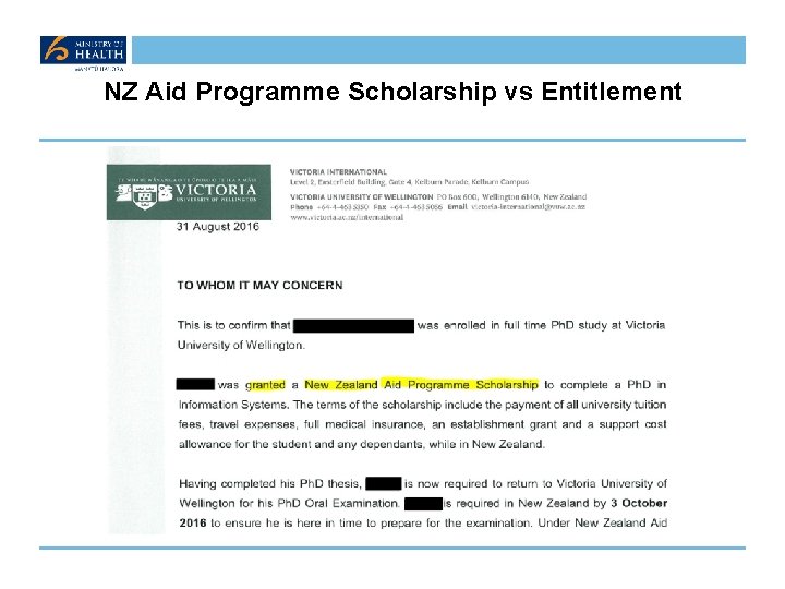 NZ Aid Programme Scholarship vs Entitlement 