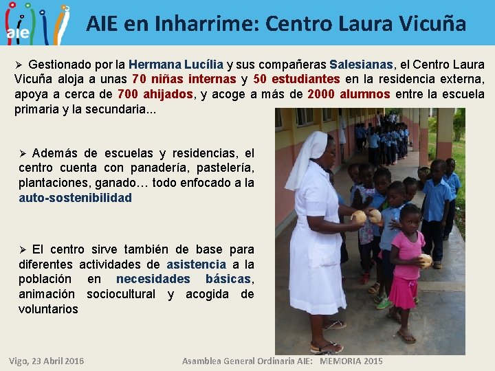 AIE en Inharrime: Centro Laura Vicuña Gestionado por la Hermana Lucília y sus compañeras