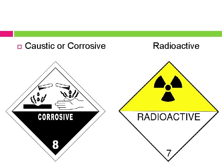  Caustic or Corrosive Radioactive 