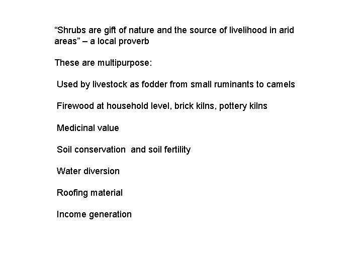 “Shrubs are gift of nature and the source of livelihood in arid areas” –