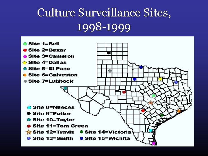 Culture Surveillance Sites, 1998 -1999 