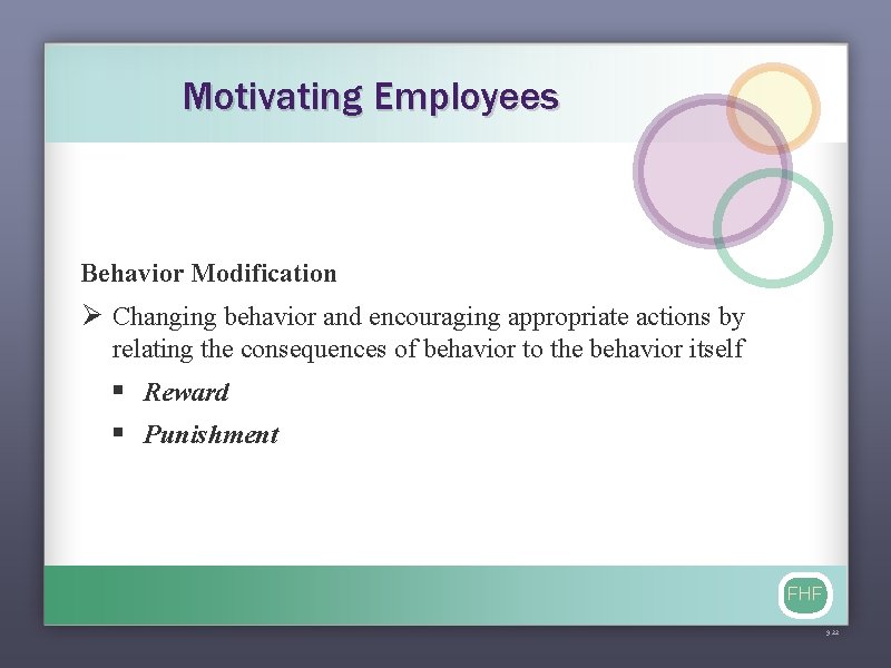 Motivating Employees Behavior Modification Ø Changing behavior and encouraging appropriate actions by relating the