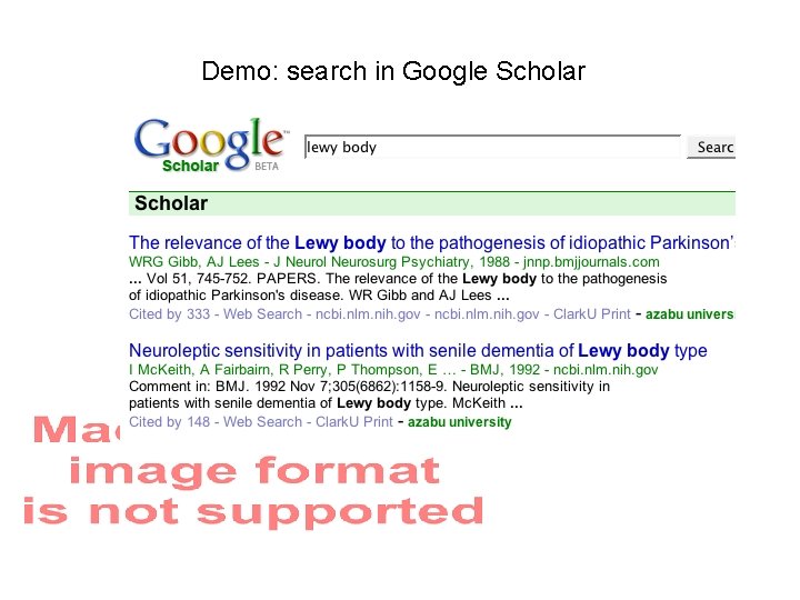 Demo: search in Google Scholar 