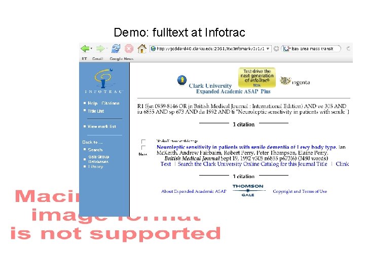 Demo: fulltext at Infotrac 