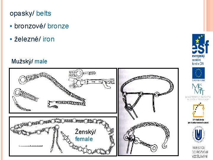 opasky/ belts • bronzové/ bronze • železné/ iron Mužský/ male Ženský/ female 